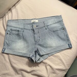 Abercrombie & Fitch Light Blue Striped Jean Shorts